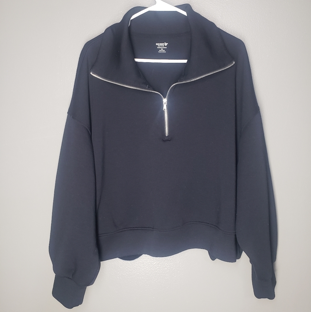 Old Navy Active Bounce Fleece Womens Black Pullover Size 2X Breathable Cropped